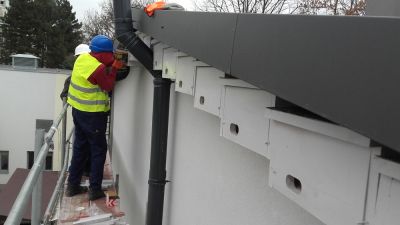 Montaż budek dla jerzyków na elewacji budynku