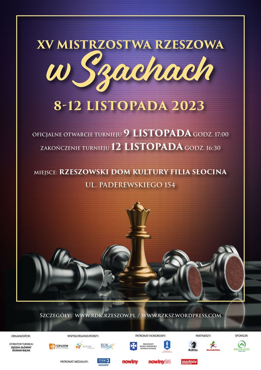 Plakat promujący XV Mistrzostwa Rzeszowa w Szachach