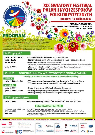 XIX Światowy Festiwal Polonijnych Zespołów Folklorystycznych - Program