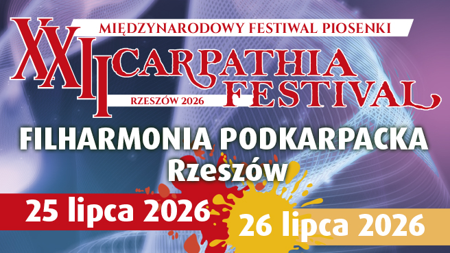 grafika promująca XXII Międzynarodowy Festiwal Piosenki "Carpathia Festival" Rzeszów 2026