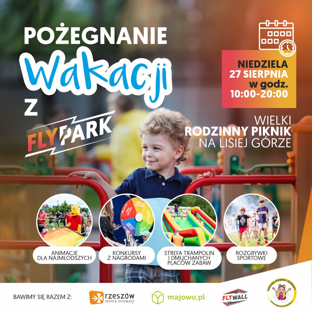 Plakat promujący PIKNIK RODZINNY NA LISIEJ GÓRZE | FlyPark Rzeszów