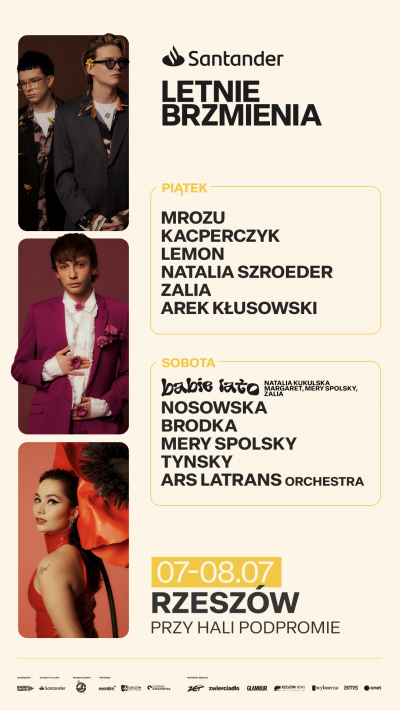 Plakat promujący wydarzenie "Letnie brzmienia" w Rzeszowie