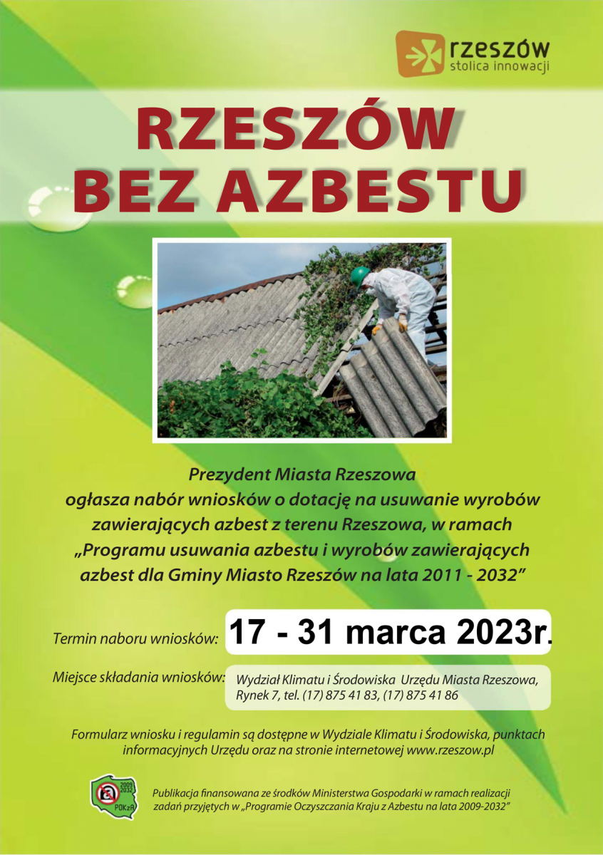 plakat informacyjny - Rzeszów bez azbestu